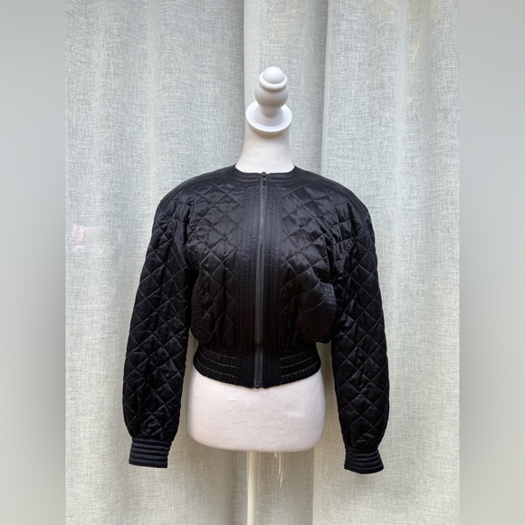 Escada Margaretha Ley black quilted cropped bomber jacket - Picture 1 of 10